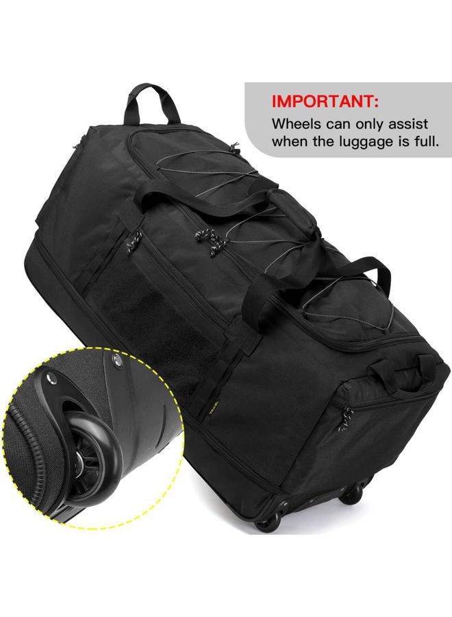 Laripwit Collapsible Duffle Bag with Wheels 130-170L Extra Large Expandable Travel Duffel Bag for Men Women Heavy Duty Military Duffle Bag for Camping Rolling Foldable Carry On Luggage, Black - Image 5