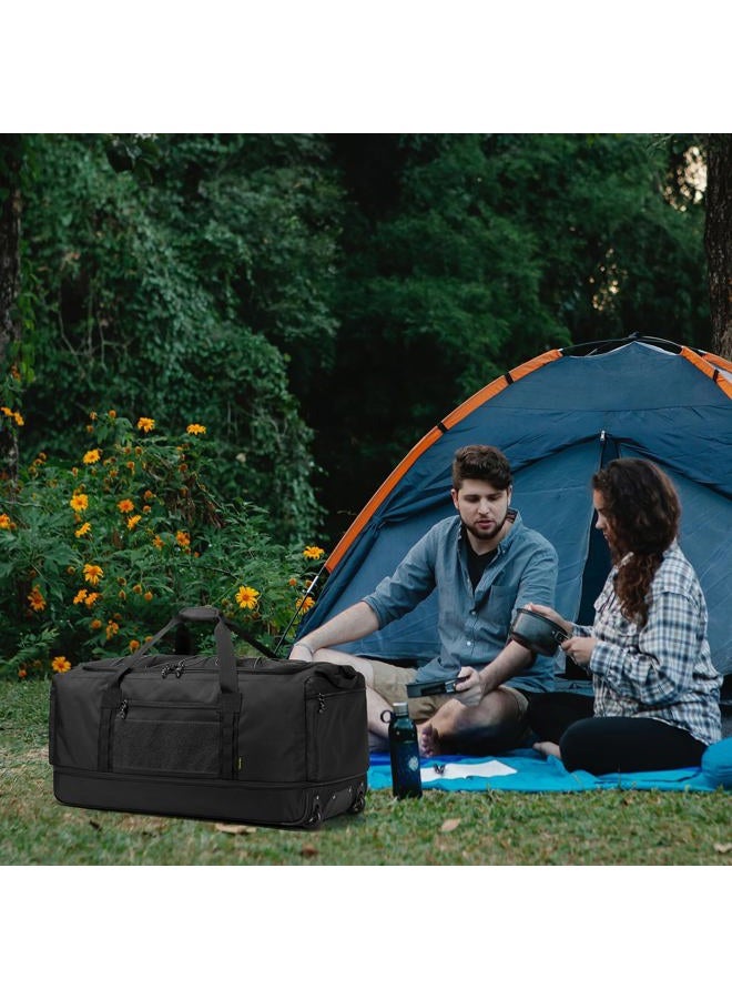 Laripwit Collapsible Duffle Bag with Wheels 130-170L Extra Large Expandable Travel Duffel Bag for Men Women Heavy Duty Military Duffle Bag for Camping Rolling Foldable Carry On Luggage, Black - Image 2