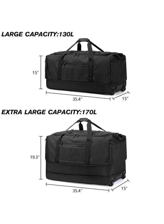 Laripwit Collapsible Duffle Bag with Wheels 130-170L Extra Large Expandable Travel Duffel Bag for Men Women Heavy Duty Military Duffle Bag for Camping Rolling Foldable Carry On Luggage, Black - Image 4