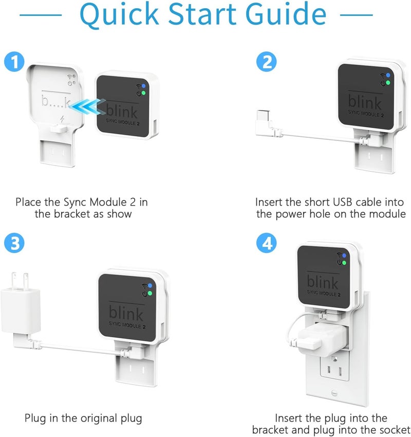 Gresus Outlet Wall Mount for Blink Sync Module 2, Mount Bracket Holder for Blink Outdoor Camera No Messy Wires Outdoor and Indoor Home Security Camera Mount with Short Cable (2 Pack) - Image 5