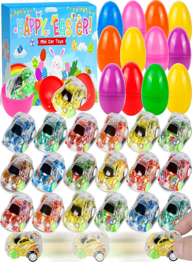 Seifar 24 Pack Prefilled Easter Eggs Filled with Pull Back Cars, Eggs with Toys Inside, Easter Hunt Basket Stuffers Party Favors Classroom Prizes Gift for Kids Girls Boys - Image 1