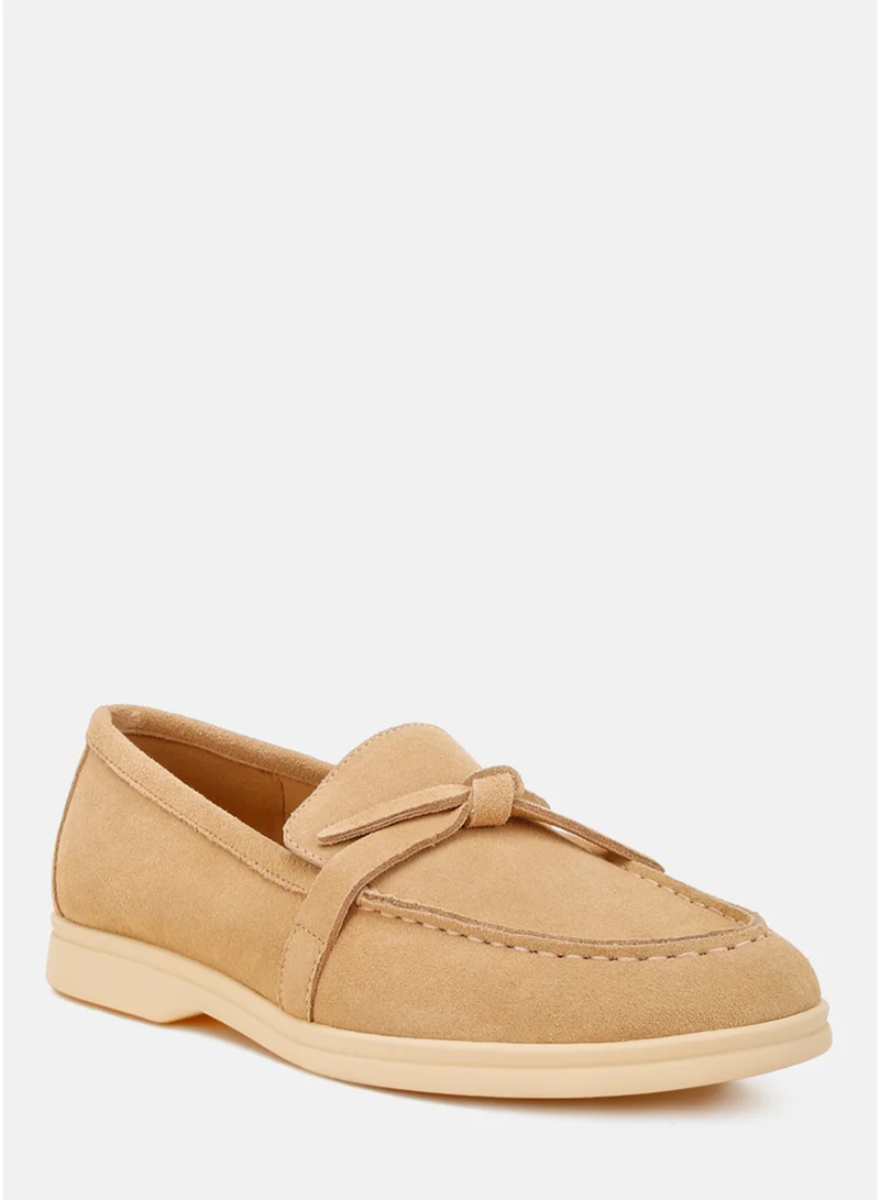 London Rag Beige Suede Knot Detailed Loafers in Beige for Women | Best Price UAE