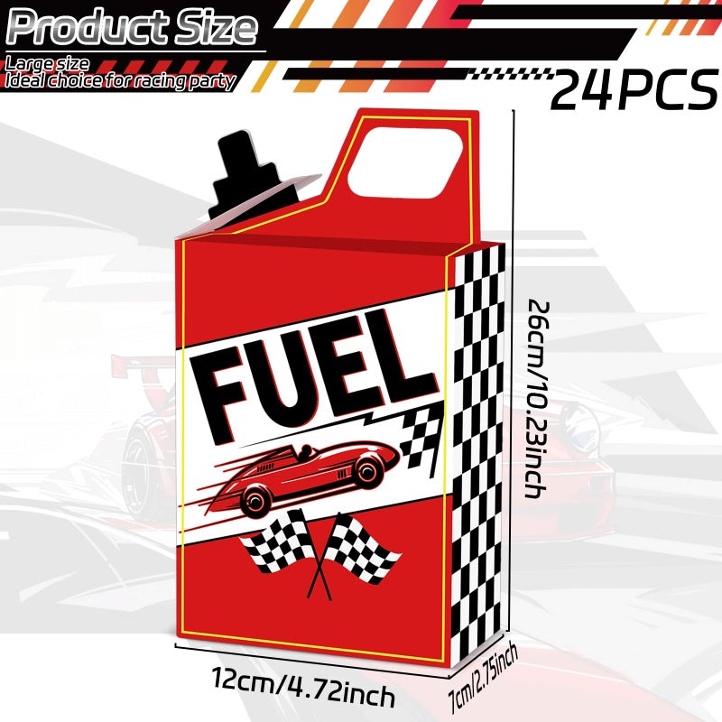 ojustbeok 24PCS Race Car Fuel Can Treat Boxes Racing Birthday Party Supplies Black And White Checkered Flag Party Boxes Racing Popcorn Candy Cookie Container for Wedding Bridal Baby Shower Party Favor Decor - Image 2