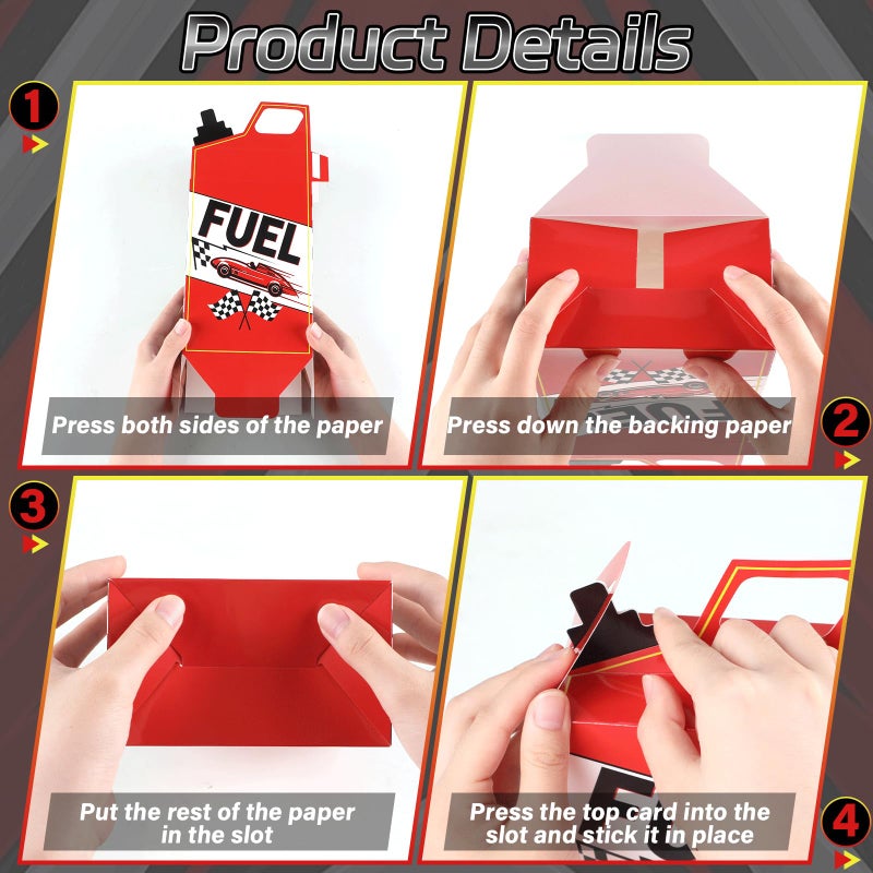 ojustbeok 24PCS Race Car Fuel Can Treat Boxes Racing Birthday Party Supplies Black And White Checkered Flag Party Boxes Racing Popcorn Candy Cookie Container for Wedding Bridal Baby Shower Party Favor Decor - Image 4
