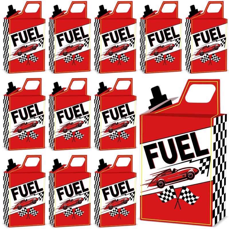 ojustbeok 24PCS Race Car Fuel Can Treat Boxes Racing Birthday Party Supplies Black And White Checkered Flag Party Boxes Racing Popcorn Candy Cookie Container for Wedding Bridal Baby Shower Party Favor Decor - Image 1