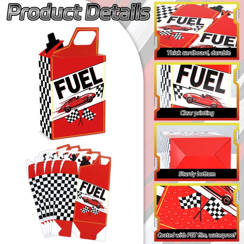 ojustbeok 24PCS Race Car Fuel Can Treat Boxes Racing Birthday Party Supplies Black And White Checkered Flag Party Boxes Racing Popcorn Candy Cookie Container for Wedding Bridal Baby Shower Party Favor Decor - Image 3
