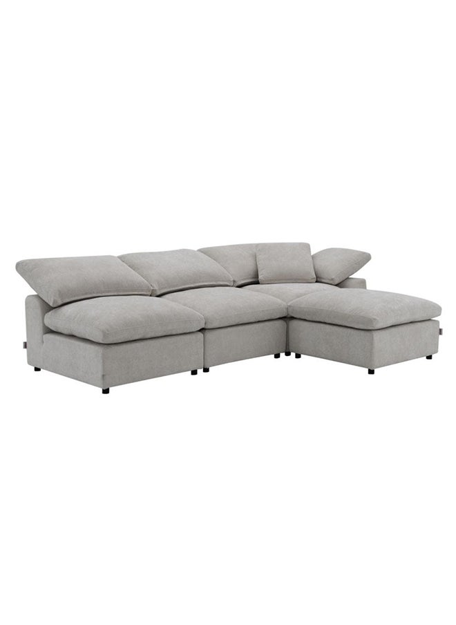 DANUBE HOME Laxus Ottoman Multi Functional Ottoman Chair Soft Upholstered Seat Footrest Modern Design Furniture For Living Room Bedroom L94xW94xH57cm Grey  - Image 3