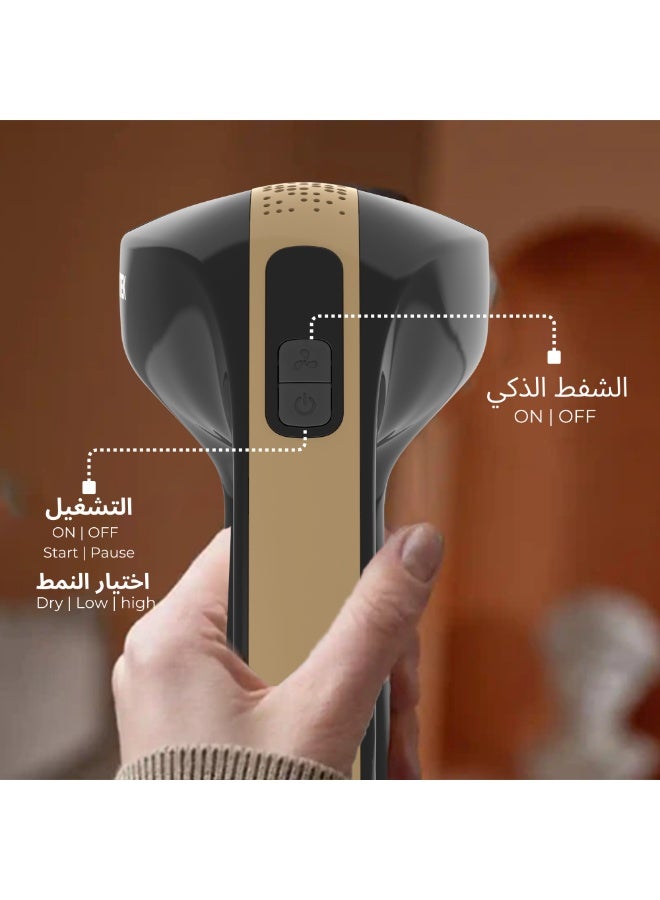 مورتيك SteamVAC المحمولة 2 في 1 – بخار قوي + شفط 2500Pa – تقنية SteamVAC™ الحصرية – تسخين 30 ثانية – كوي جاف – شاشة عرض – مناسبة للسفر مع حقيبة وقفاز هدية - Image 2