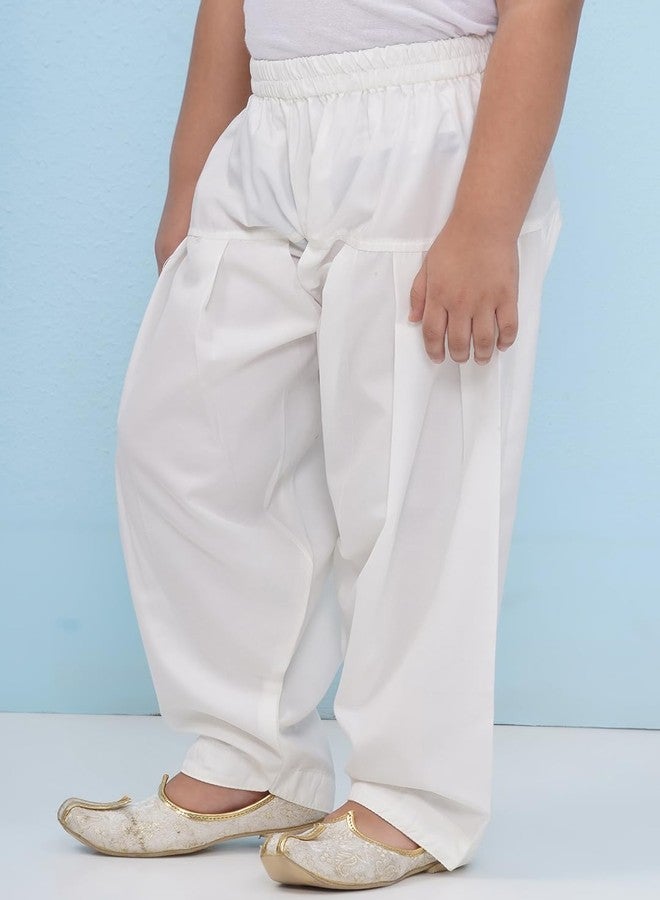 AJ DEZINES Boys Solid White Ethnic Pyjama for Kurta | Cotton Pajama Pants with Elastic Waist | Traditional Indian Wear Bottom | Comfortable Kids Festive, Wedding, Puja & Casual Wear | Regular FitPJ-2 - Image 4