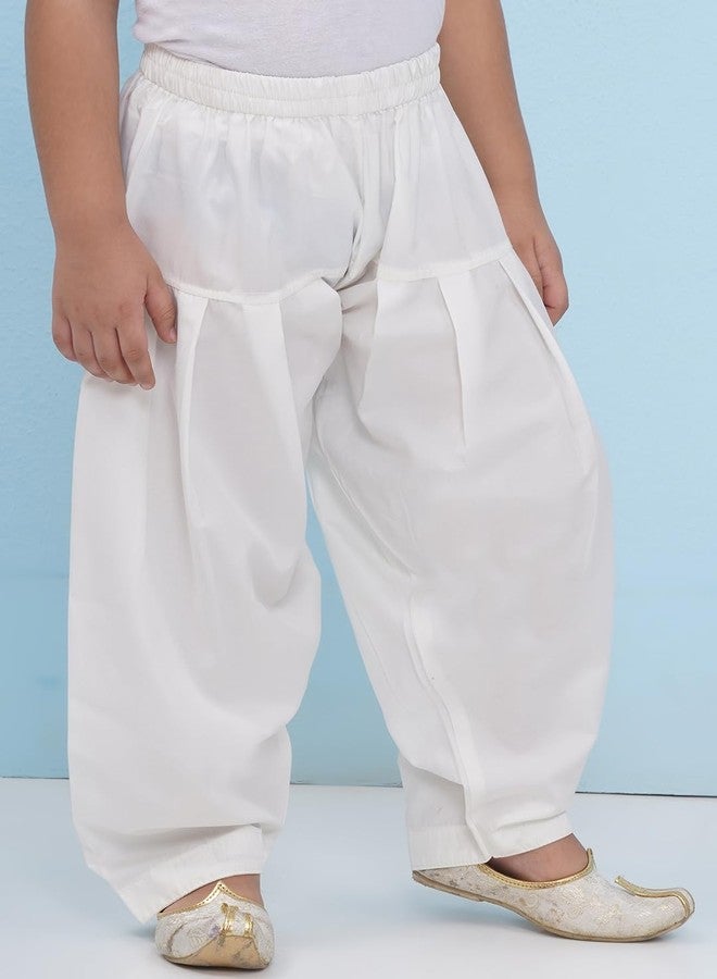 AJ DEZINES Boys Solid White Ethnic Pyjama for Kurta | Cotton Pajama Pants with Elastic Waist | Traditional Indian Wear Bottom | Comfortable Kids Festive, Wedding, Puja & Casual Wear | Regular FitPJ-2 - Image 1
