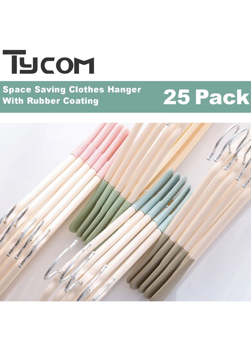 TYCOM Clothes Hangers 25 Pack Heavy Duty Durable Standard Clothes Hanger Plastic Suit Coat Shirt Hangers Space Saving Clothes Hanger with Rubber Coating 25 Pieces Pink.  - Image 2