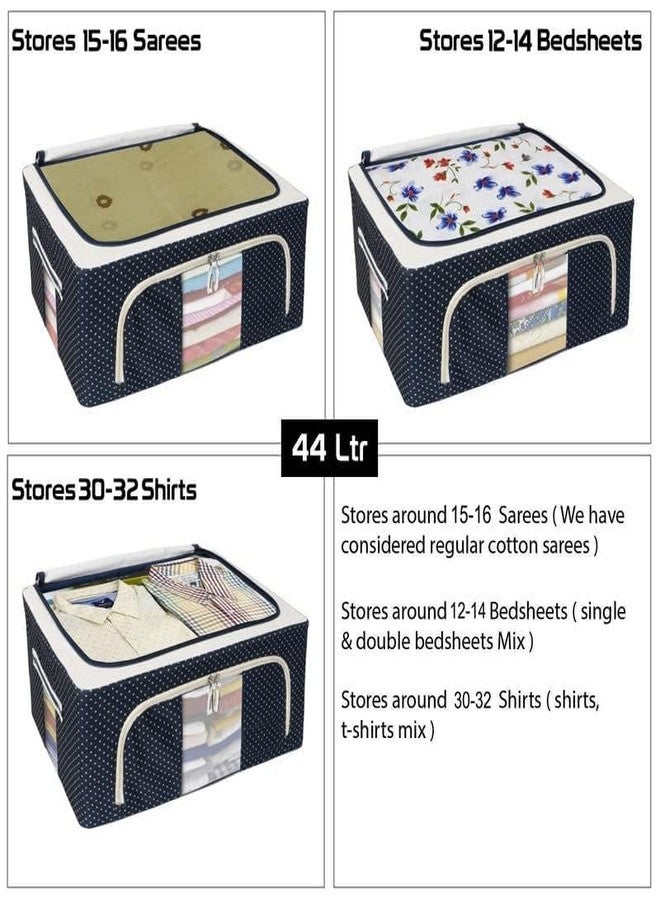 Cloud Search Foldable Organizer for Clothes - Cloth Organizer for Wardrobe | Rectangular Cloth Storage Box | Storage Bags with Metal Frame Basket - Image 3