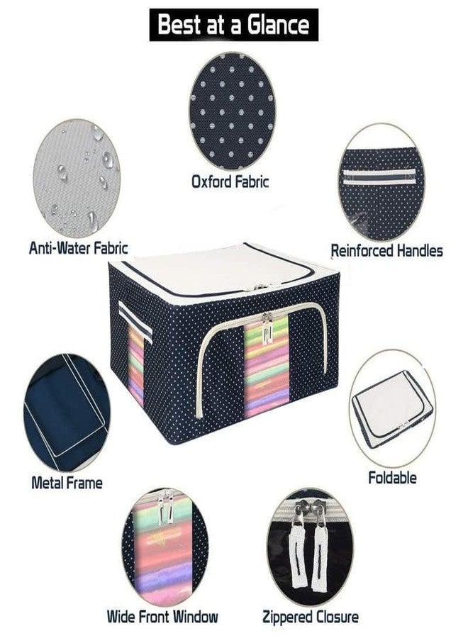 Cloud Search Foldable Organizer for Clothes - Cloth Organizer for Wardrobe | Rectangular Cloth Storage Box | Storage Bags with Metal Frame Basket - Image 4