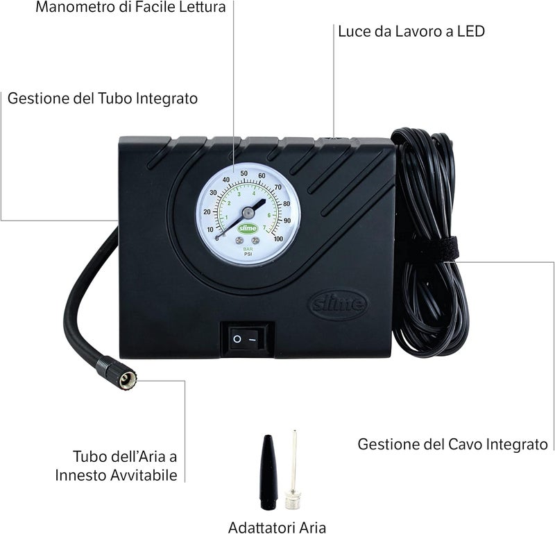 Slime 40061-95 Compact Tyre Inflator with LED Light and Twist Connect Hose - Image 5