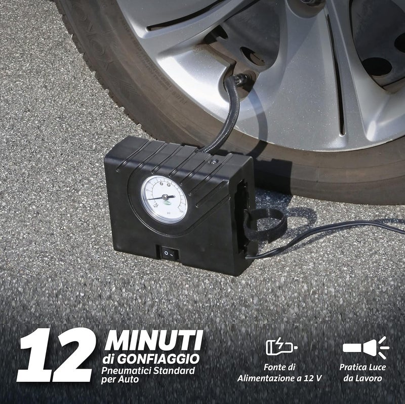 Slime 40061-95 Compact Tyre Inflator with LED Light and Twist Connect Hose - Image 2