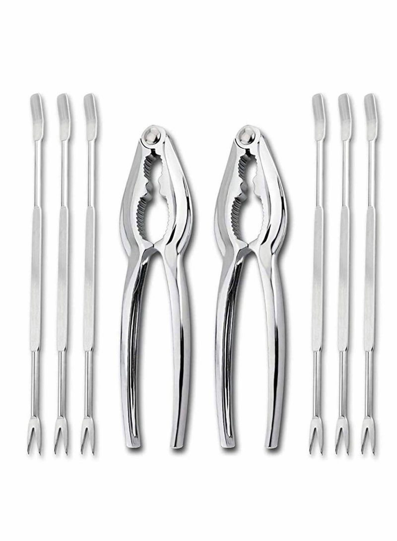 8 Pieces Seafood Tools Set Crab Crackers Nut Cracker Forks - Image 1