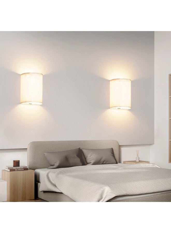 PESUTEN PESUTEN 2 Wall Sconce Lighting Decor Set16 RGB Colors Changeable Wall Lamp Fabric Linen Shade Wireless Dimmable Wall Lamp Fixtures Living Room Bedroom Hallway Stairway  - Image 2