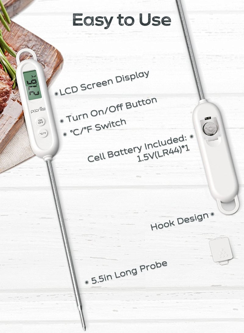 مقياس حرارة اللحوم الرقمي الفوري مع شاشة LCD وسنسور طويل للطهي والخَبز والشواء والباربكيو وميزة الإيقاف التلقائي - Image 4