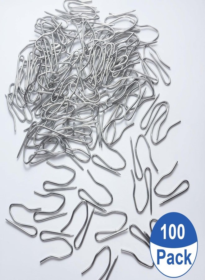 روییيس مجموعة من 100 خطاف ستائر، خطافات ستائر متينة من الفولاذ المقاوم للصدأ، خطافات ستائر جانبية مزخرفة للستائر، ستائر النوافذ، ستائر الحمام، ستائر الأبواب والستائر العلوية (فضي) - Image 3