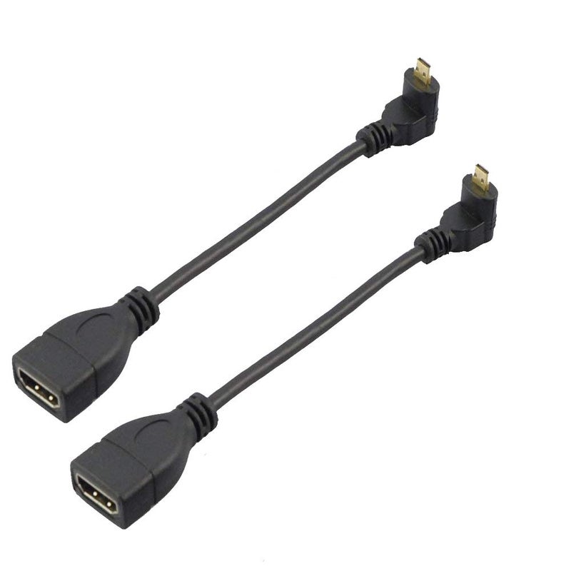 Seadream Angled Micro HDMI to HDMI Adapter Cable Connector 2Pack 6" 15CM (2Pack Down Angled)
