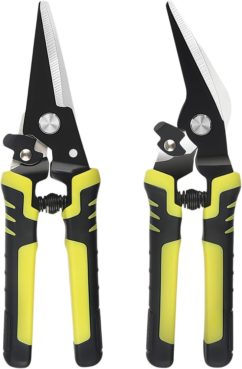 Heavy-Duty Wire Cutters, 2 Pcs Industrial Cable Shears Set, Straight and Curved Blades, Comfortable Handle, Cable and Chicken Wire Cutting - Image 1