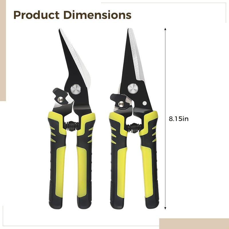 Heavy-Duty Wire Cutters, 2 Pcs Industrial Cable Shears Set, Straight and Curved Blades, Comfortable Handle, Cable and Chicken Wire Cutting - Image 3