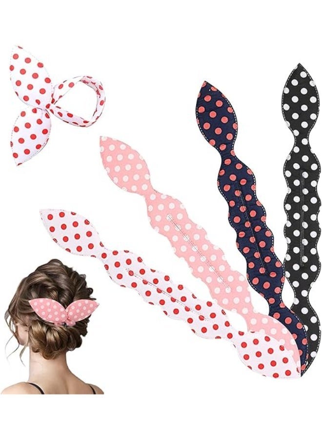 Hair Bun Maker, Ponytail Twist Tool Set, Lazy Curl Accessory, Quick Styling Tool, Multi-Color Dot Bun Sponge Donut Holder, Flexible Curl Accessory for Ladies and Girls Hairstyles, Set of 4 - Image 4