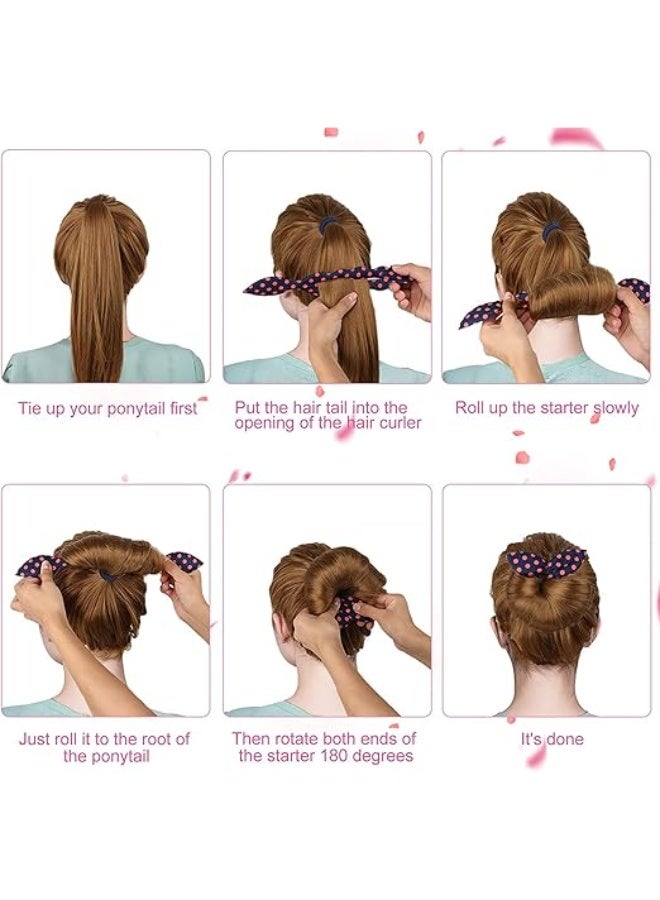 Hair Bun Maker, Ponytail Twist Tool Set, Lazy Curl Accessory, Quick Styling Tool, Multi-Color Dot Bun Sponge Donut Holder, Flexible Curl Accessory for Ladies and Girls Hairstyles, Set of 4 - Image 5