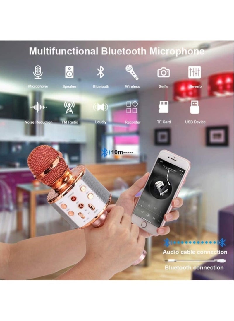 ELTRAZONE 4 in 1 Karaoke Wireless Microphone with LED Lights, Portable Microphone for Kids, Great Gifts Toys for Kids, Girls, Boys and Adults - Image 3