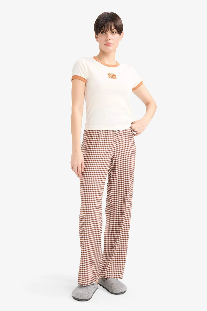 Regular Fit Long Checked Pyjamas Bottoms