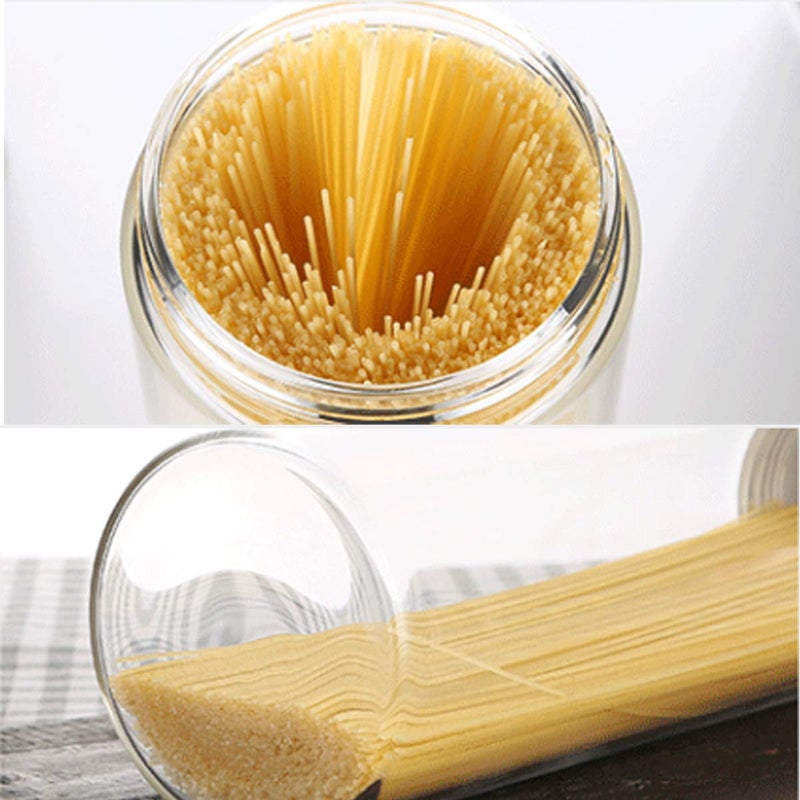 SCWBOEII 3Pcs Clear Plastic Food Storage Jar with Lid  Round Transparent Storage Container for Spaghetti Pasta and Dry goods (2.1"" Diameter x 11.8"" Height) (Round) - Image 4