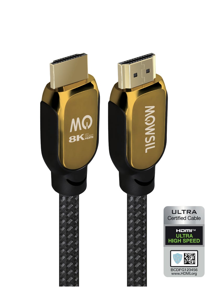 MOWSIL 8K HDMI Cable 2.1 2Mtr, 8K@60Hz HDMI 2.1 48Gbps High-Speed HDMI to HDMI Video Ultra HD 3D 8K HDMI Braided Compatible with MacBook Pro TV Switch Xbox PS5 Laptop  - Image 1