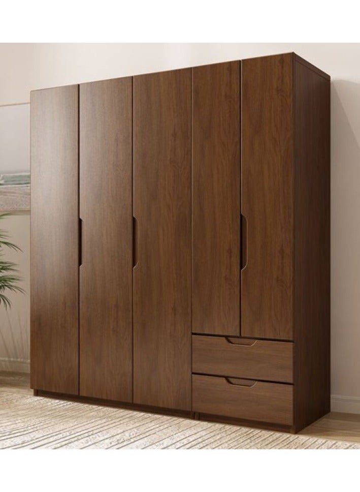 Brown Wardrobe - 240×210 CM - 4 Doors, 2 Drawers