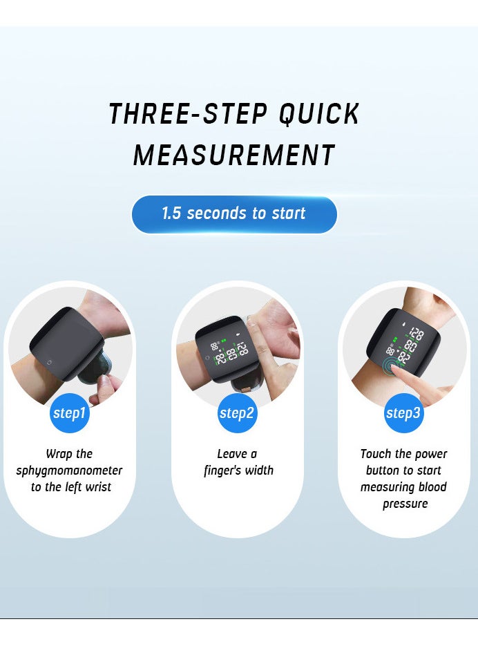 Generic - Rechargeable Digital Wrist Blood Pressure Monitor Adjustable Cuff Bp Detector 2x99 Readings Memory Large Display Voice Heart Rate Automatic Tensiometer - Image 1