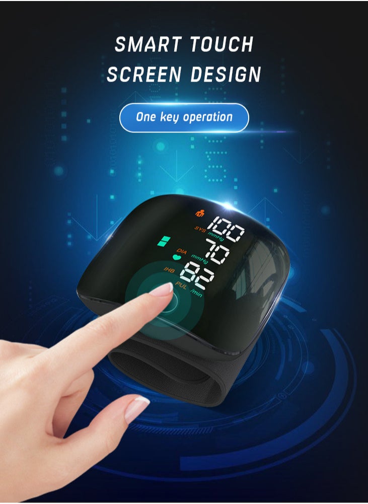 Generic - Rechargeable Digital Wrist Blood Pressure Monitor Adjustable Cuff Bp Detector 2x99 Readings Memory Large Display Voice Heart Rate Automatic Tensiometer - Image 1
