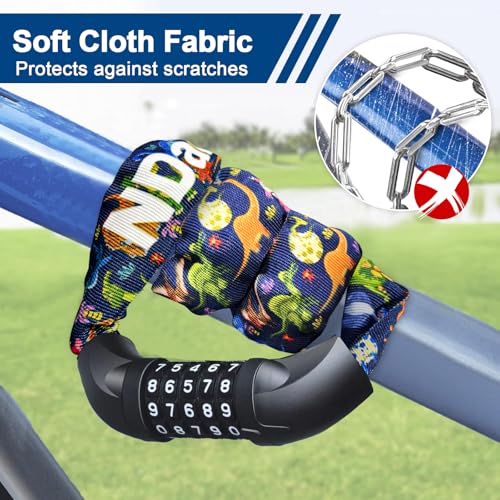 NDakter Bike Lock, 5 Digit Combination Heavy Duty Anti Theft Bicycle Chain Lock, 2.62/3.2/4.27/5/6Ft Long, High Security Resettable, Suitable for Bike, Scooter, Door, Gate, Fence-4/6mm Thick - Image 5