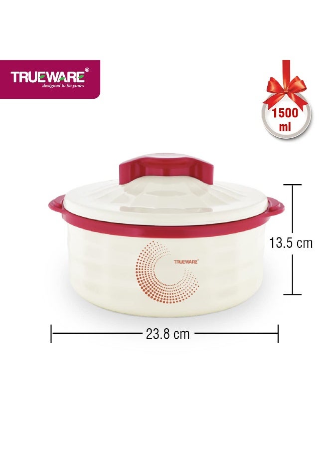 Trueware طاجن ترو وير ستايلس 1800، طاجن داخلي من الفولاذ المقاوم للصدأ، سعة 1500 مل، | معزول بمادة البولي يوريثان | خالٍ من مادة BPA | مقاوم للروائح | آمن للاستخدام مع الطعام | سهل الحمل | سهل التخزين | مثالي لتحضير الشاباتي | الروتي | صانع اللبن الرائب | تخزين أدوات المطبخ | أدوات المطبخ | حافظات حرارية | وعاء ساخن - Image 2