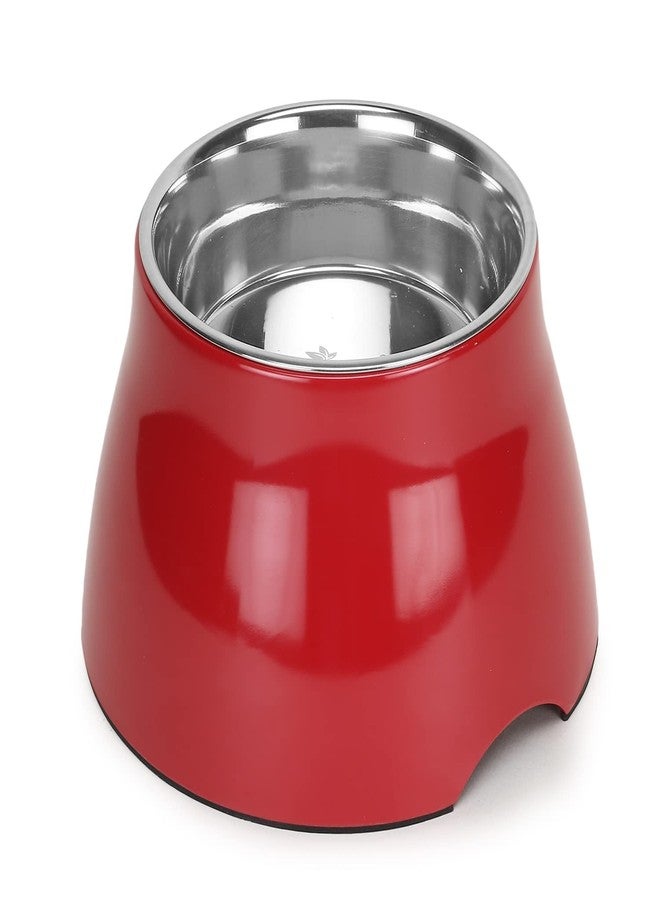 PetaHouse Basil Stainless Steel Food Water Feeding Bowls (Elevated Bowl Red Color) for Bigger Ears Pets, Dogs, Puppy-Red - Image 1