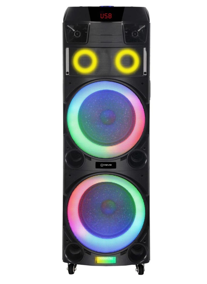 vovo VOVO V-1190 Double 10inch RGB Rechargeable Portable Speaker + Wired Microphone 