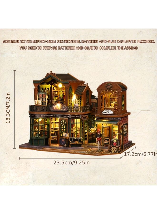 منزل الدمى ثلاثي الأبعاد لمكتبة الشفق طقم DIY لزاوية الكتاب حامل كتب مصغر نموذج للإدراج - Image 1