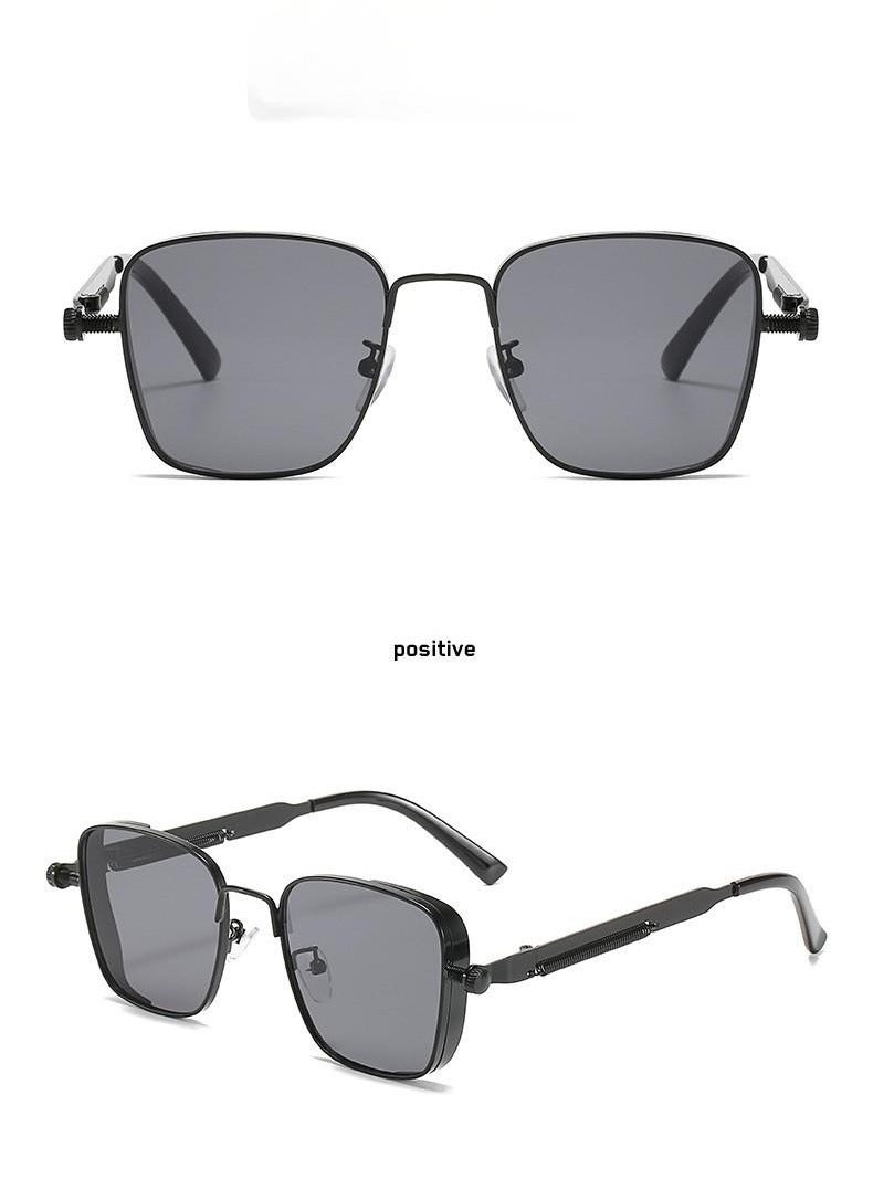 Retro Cool Steampunk Glasses Silvery Square Metal Frame Fashion Glasses For Men Women Outdoor Sports - Image 2