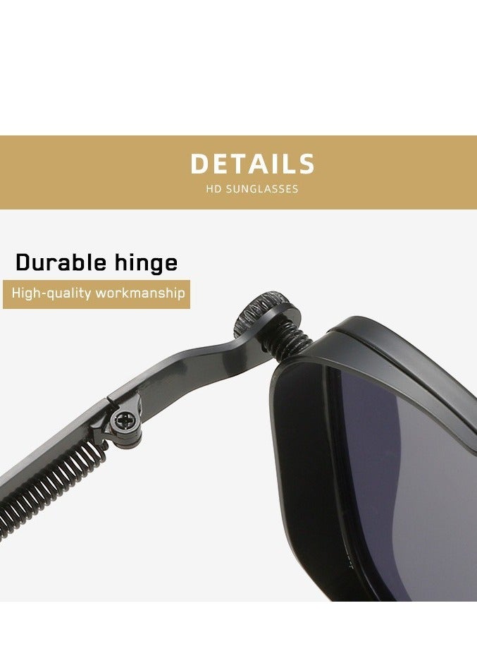 Retro Cool Steampunk Glasses Silvery Square Metal Frame Fashion Glasses For Men Women Outdoor Sports - Image 3