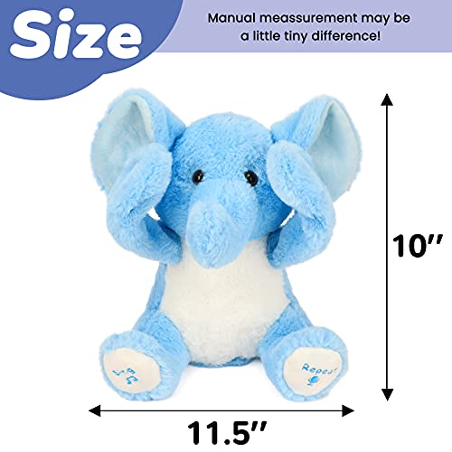 Hopearl Peek A Boo Elephant Interactive Repeats What You Say Plush Elephish Toy Musical Singing Talking Stuffed Animal Adorable Electric Animate Birthday Festival Blue 115 - Image 5