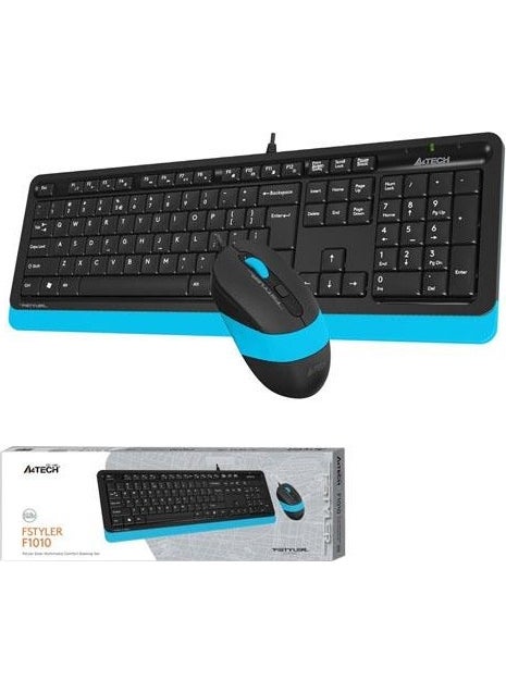 A4TECH F1010 USB Q Trk Optic Mouse Black/Blue Standard Keyboard - Mouse Set  - Image 2
