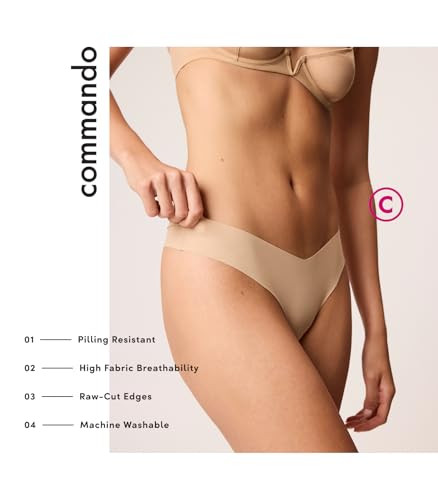 commando Classic Thong | Invisible Everyday Thong | No-Show Underwear Loved by Celebrities & Stylists | Raw-Cut Microfiber | Beige, Small-Medium - Image 2