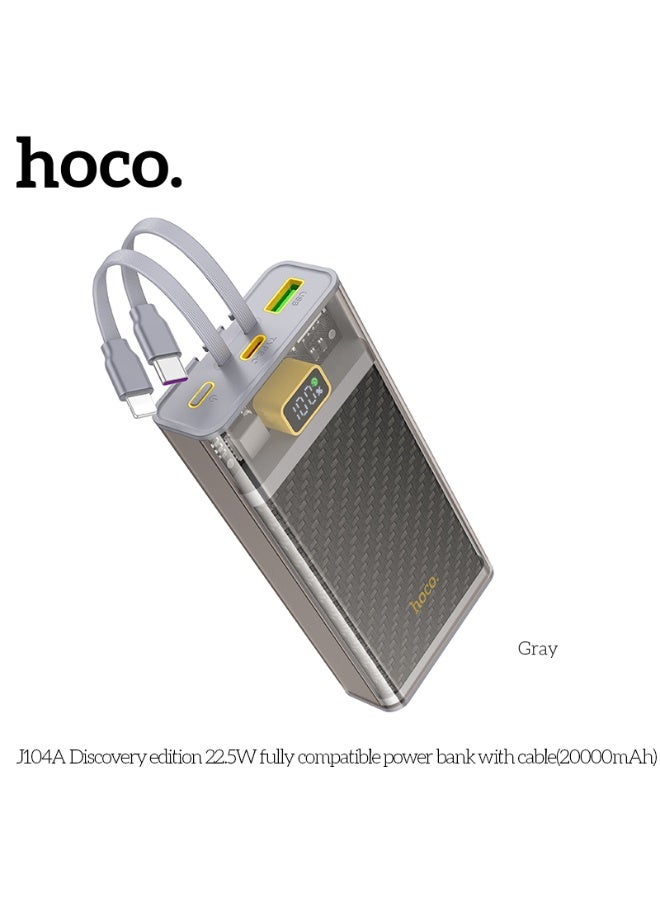 hoco. J104A Discovery edition 22.5W fully compatible power bank with cable(20000mAh) - Image 1