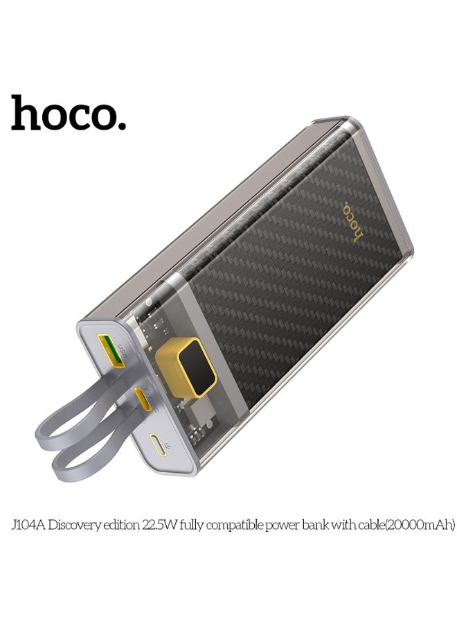 hoco. J104A Discovery edition 22.5W fully compatible power bank with cable(20000mAh) - Image 4