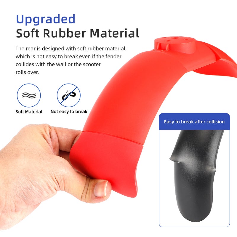 Front Mudguard: Red Thickened Wear-Resistant Material - Soft Rubber Rear Design Wide Compatibility Lightweight Easy Install for M365 PRO PRO2 MI3 MI4pro Electric Scooters - Image 5