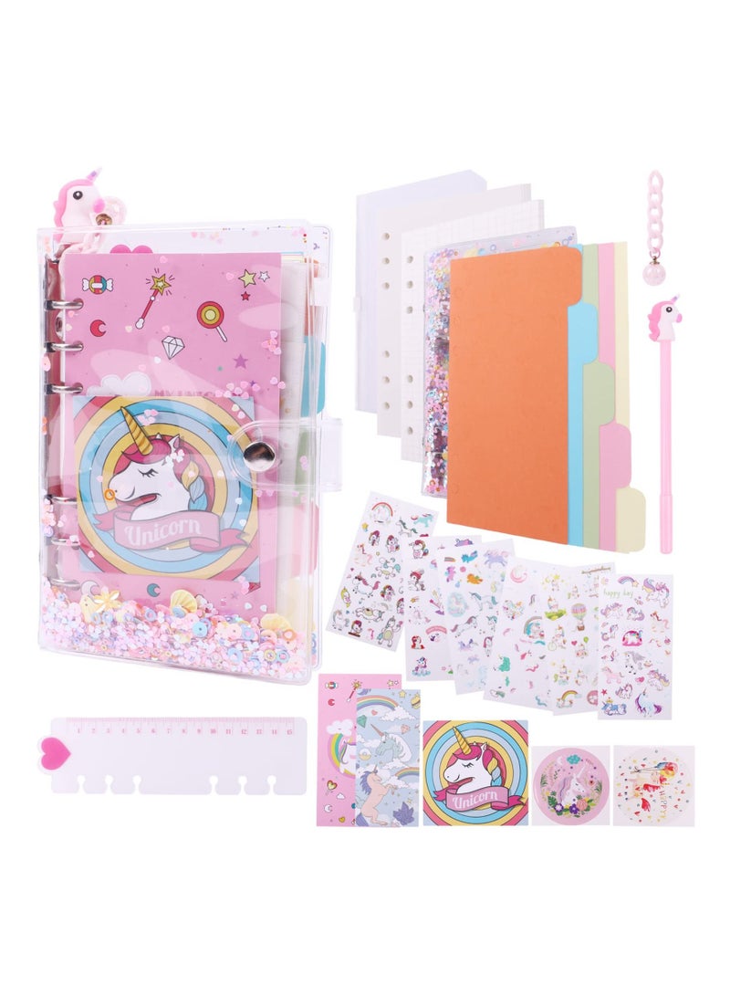 Unicorn Notebook Set, Diary for School Girls Kids Notepads Stationery Set, Unicorn Notebook, Stickers, Bookmark, Ruler and Pen, Birthday Gifts for Girls Age 4 5 6 7 8 9 10 11 Years Old - Image 1