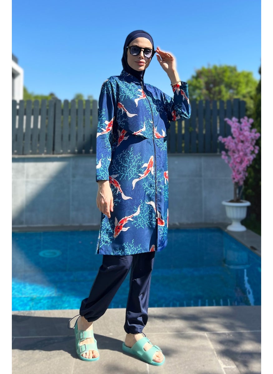 Remsa Mayo Remsa Swimsuit Front Closure Parachute Fully Covered Hijab Swimsuit R069B Koi Japan  - Image 2